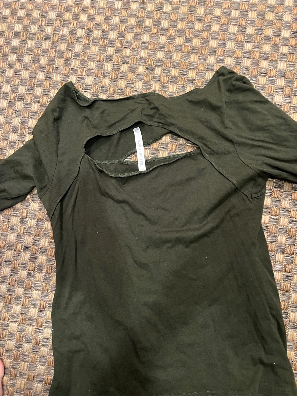 Fballetic Olive Green Cutout Short Sleeve Top